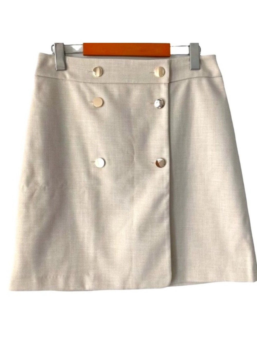 H&M Cream Double-Button A-Line Skirt
